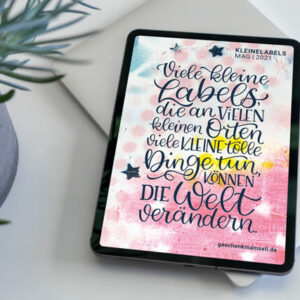 Mockup iPad mit E-Magazin KLEINELABELS MAG von geschenkmamsell.de
