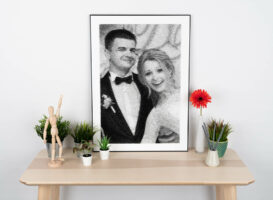 Hochzeitsbild als Fadenbild von Wirestyle