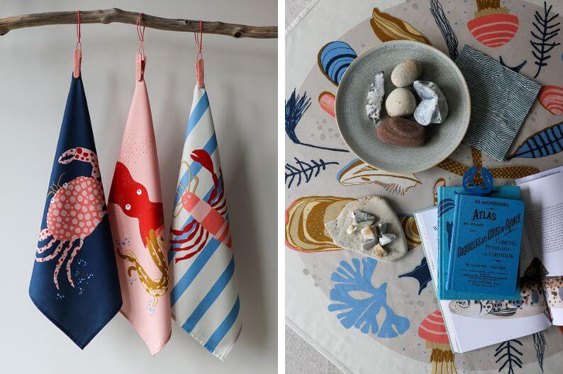 Furoshiki Tücher in Aktion: Als Geschirrtuch oder als Tischtuch.